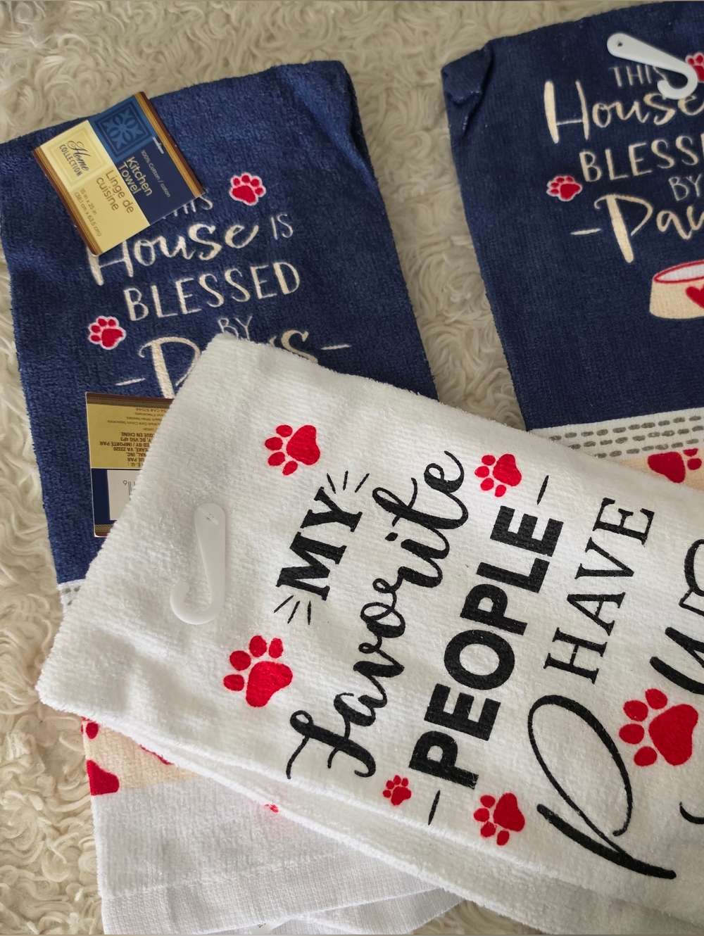 Home Collection Navy & White Pet Paw Print Kitchen Towels
